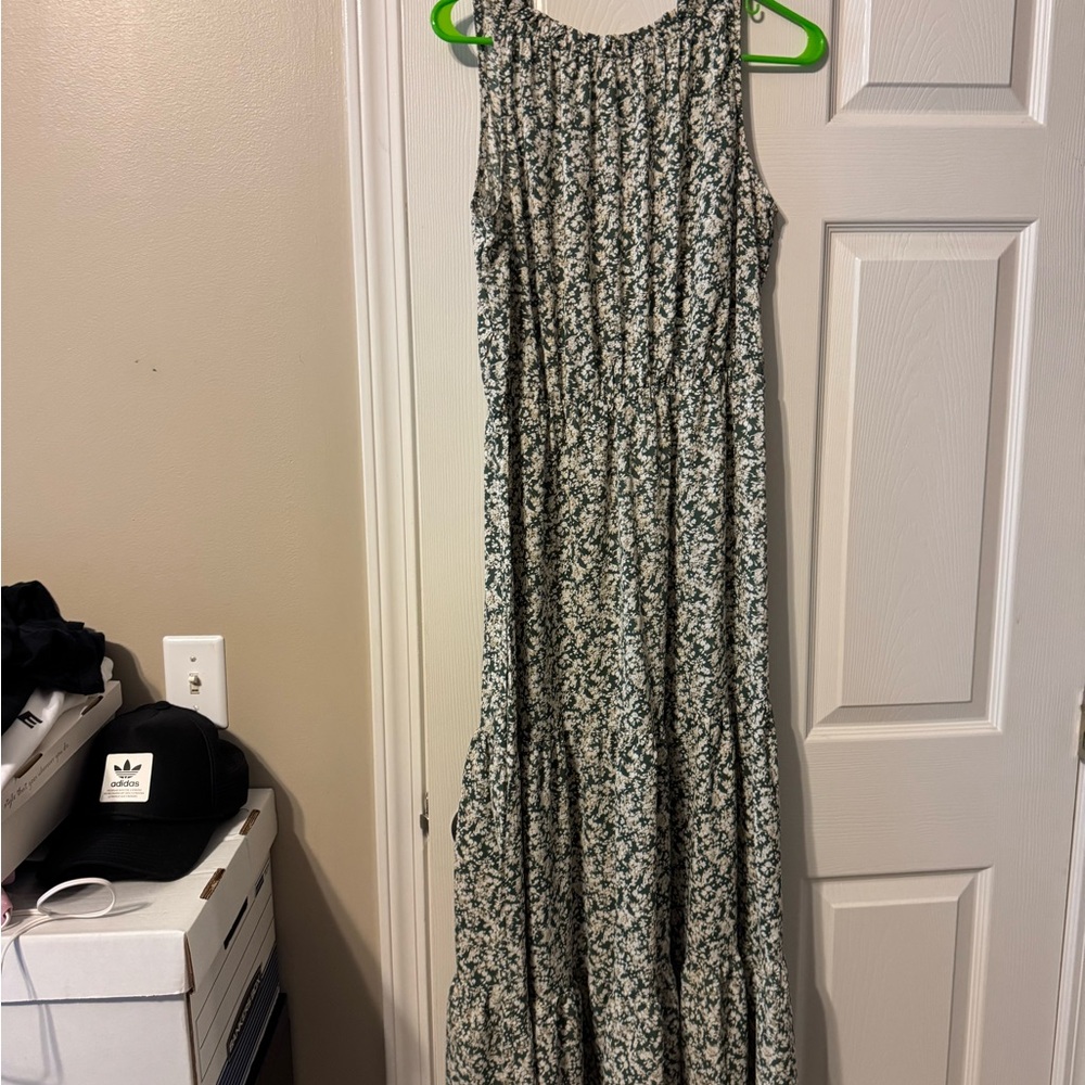 Amazon Green and White Floral Maxi Dress